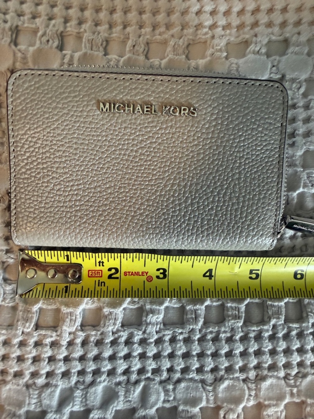 Michael Kors Silver Pebbled Leather Zip Wallet - Picture 2 of 5